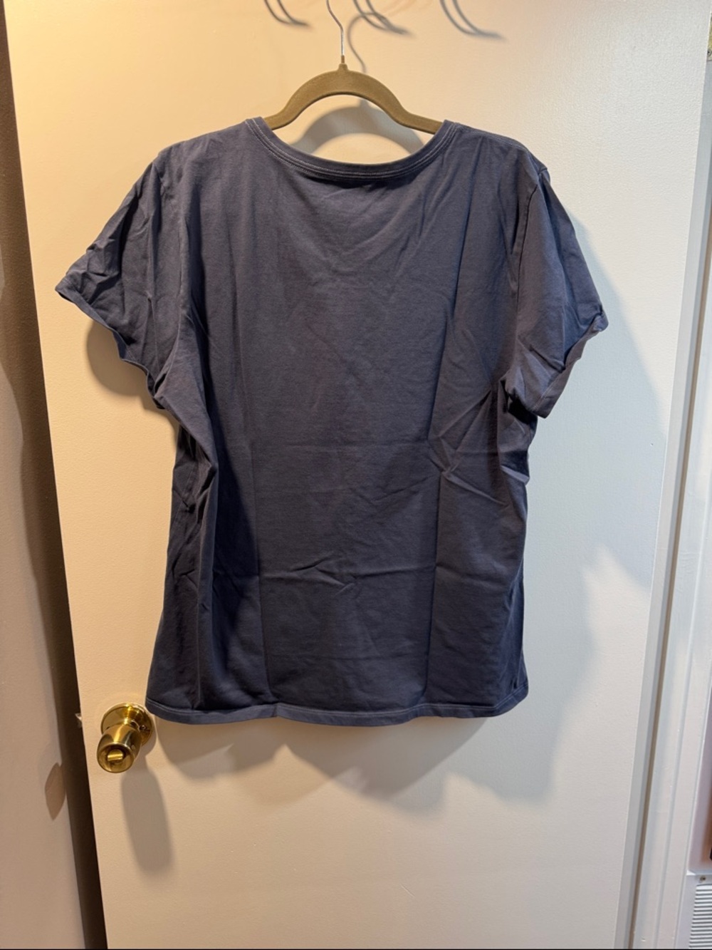 Women’s Life Is Good Blue V-Neck Tee with Yellow Dog Graphic - Picture 3 of 4
